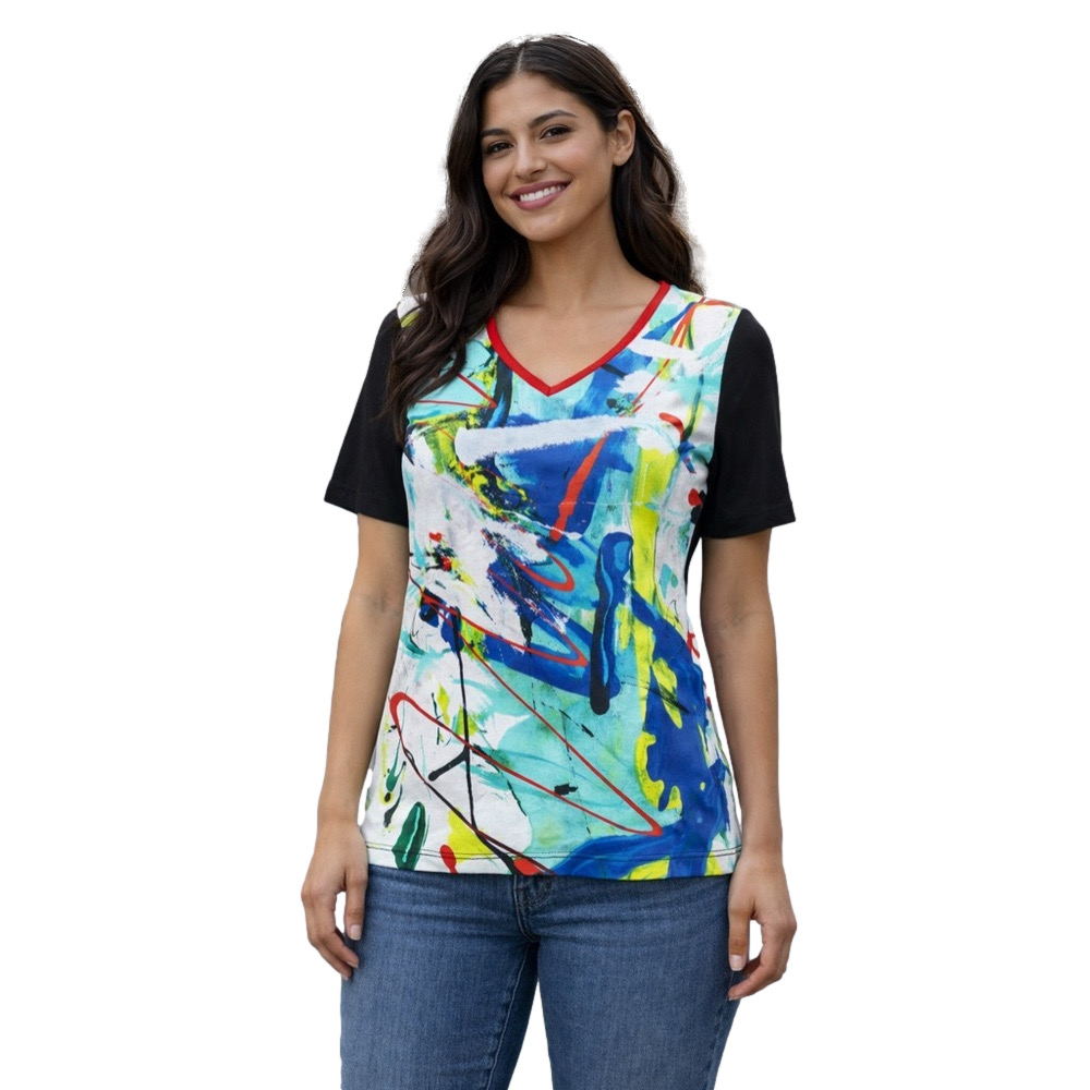 DOLCEZZA: Abstract Print Women's Top NWT size XS